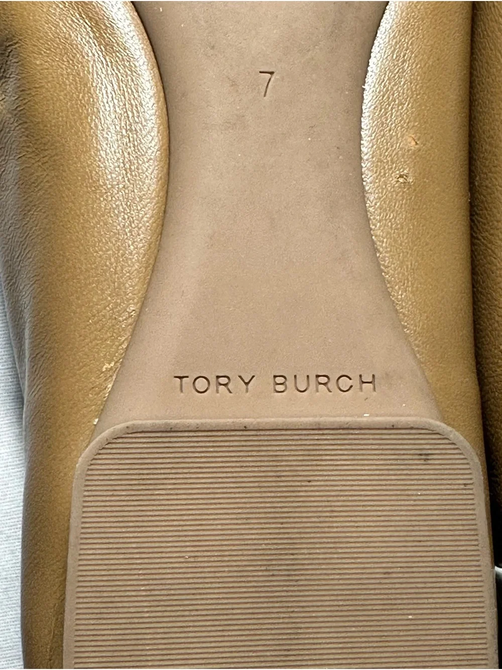 Tory Burch Brown and White Logo Cap-Toe Ballet Flats